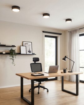 nowoczesny plafon sufitowy czarny Orbo D23 od Lampit elegancka lampa idealna do biura i minimalistycznych wnętrz