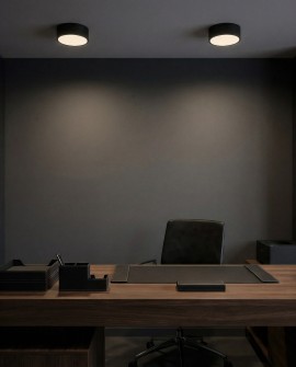 plafon sufitowy Orbo D23 czarny od Lampit doskonałe oświetlenie do nowoczesnych przestrzeni biurowych i salonowych