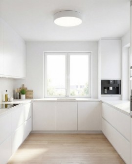 nowoczesny plafon sufitowy biały Orbo D40 od Lampit idealny do kuchni z minimalistycznym designem