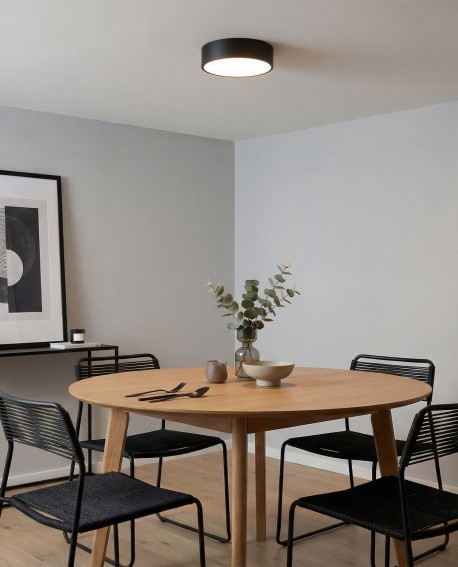 nowoczesny plafon sufitowy czarny Orbo 30 cm od Lampit idealny do jadalni z minimalistycznym designem