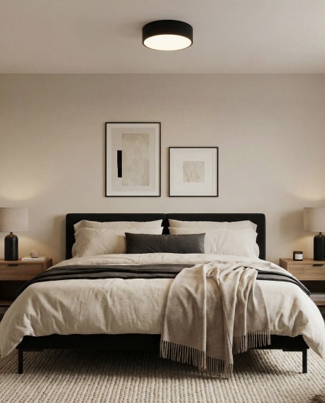 plafon sufitowy Orbo czarny 30 cm od Lampit elegancka lampa do nowoczesnych wnętrz i przestronnych pokoi