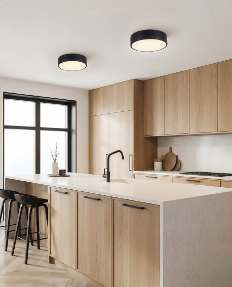 plafon sufitowy Orbo czarny 30 cm od Lampit doskonałe oświetlenie do jadalni, kuchni i innych nowoczesnych przestrzeni