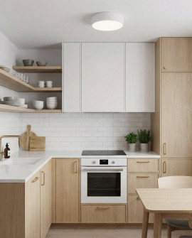 nowoczesny plafon sufitowy biały Orbo D30 od Lampit elegancka lampa do kuchni z minimalistycznym designem