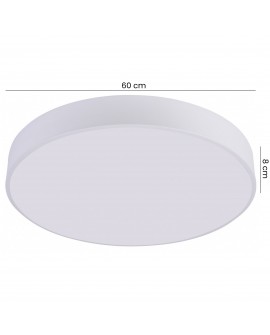 biały plafon lampa sufitowa o średnicy 60 cm i wysokości 8 cm z płaskim kloszem Orbo D60 od producenta Lumina Deco