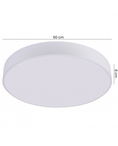 biały plafon lampa sufitowa o średnicy 60 cm i wysokości 8 cm z płaskim kloszem Orbo D60 od producenta Lumina Deco