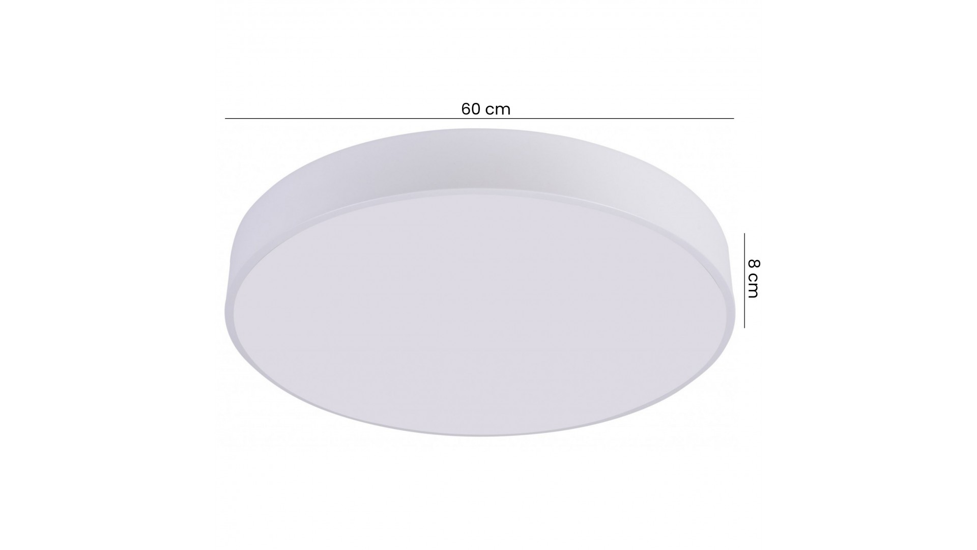 biały plafon lampa sufitowa o średnicy 60 cm i wysokości 8 cm z płaskim kloszem Orbo D60 od producenta Lumina Deco