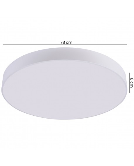 biały plafon lampa sufitowa o średnicy 78 cm i wysokości 8 cm z płaskim kloszem Orbo D78 od producenta Lumina Deco