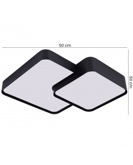 czarna lampa sufitowa plafon z dwoma kwadratami 50 cm producent Cubo geometryczny model Duo D48 do wnętrz