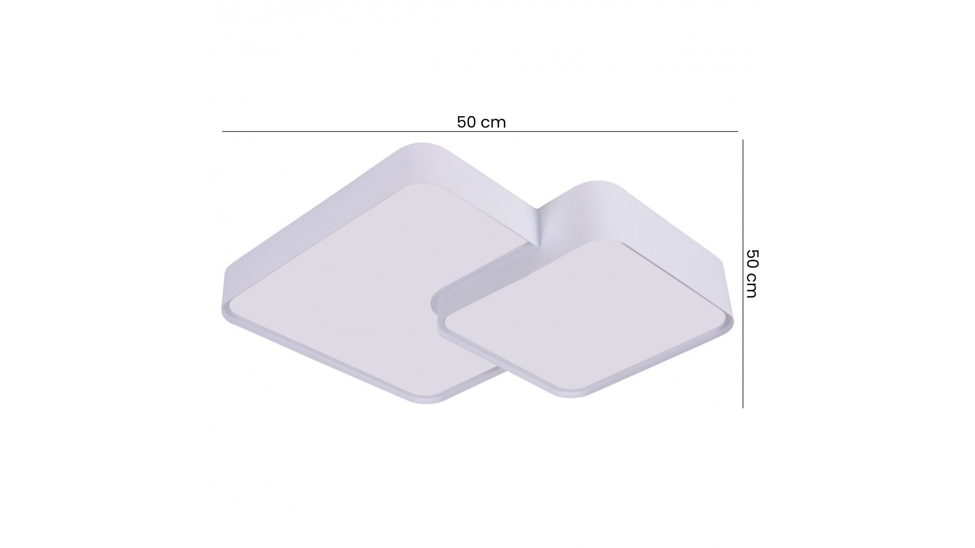 biała lampa sufitowa plafon z dwoma kwadratami 50 cm do wnętrz producent Cubo nowoczesny model Duo D48