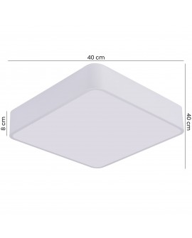 biały plafon sufitowy z rysunkiem wymiarów 40x40 cm i wysokością 8 cm nowoczesna lampa Lampit z serii Cubo D40