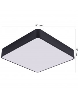 czarny plafon sufitowy z podanymi wymiarami 50x50 cm nowoczesna lampa do salonu producent Lampit linia Cubo D50