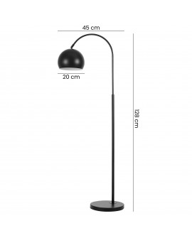 czarna lampa stojąca podłogowa z widocznymi wymiarami 128 cm wysokości i kloszem 20 cm nowoczesny model Lampit z serii Nevo C1