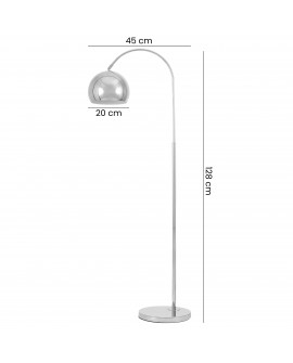 chromowana lampa stojąca podłogowa z podanymi wymiarami 128 cm wysokości i kloszem 20 cm producent Lampit seria Nevo C1