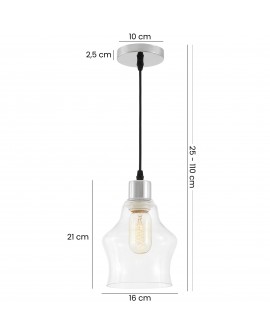 chromowana lampa wisząca z nieregularnym szklanym kloszem 21 cm i regulacją zawieszenia 25 - 110 cm nowoczesne oświetlenie Lampi
