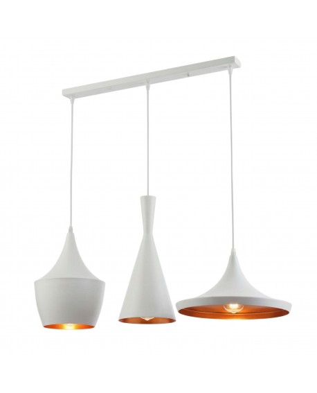 LAMPA WISZĄCA LOFT BIAŁA POTRÓJNA FOGGI TRIO LUMINA DECO