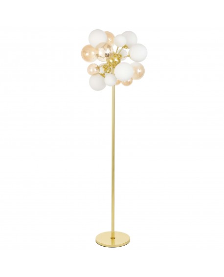 Lampa podłogowa stojąca, nowoczesna, złota Galaksida z ozdobnymi kulkami w różnych rozmiarach