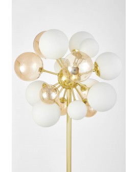 Lampa podłogowa stojąca, nowoczesna, złota Galaksida z ozdobnymi kulkami w różnych rozmiarach