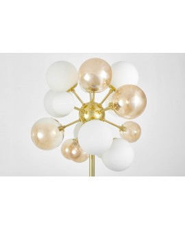 Lampa podłogowa stojąca, nowoczesna, złota Galaksida z ozdobnymi kulkami w różnych rozmiarach