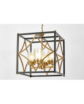 LAMPA WISZĄCA LOFT CZARNO-MOSIĘŻNA QUADRATO