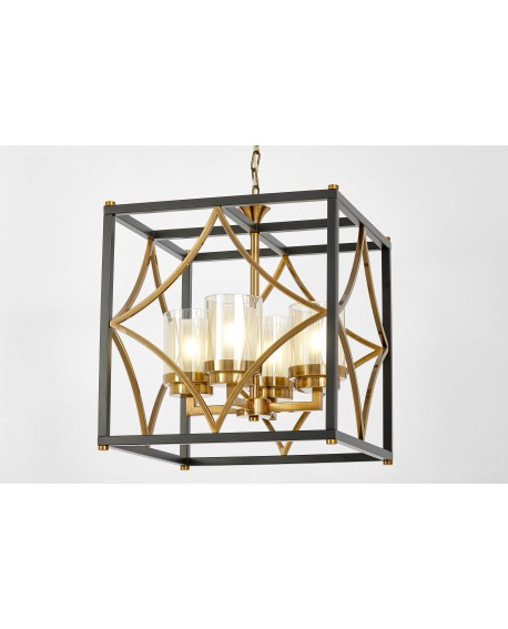 LAMPA WISZĄCA LOFT CZARNO-MOSIĘŻNA QUADRATO