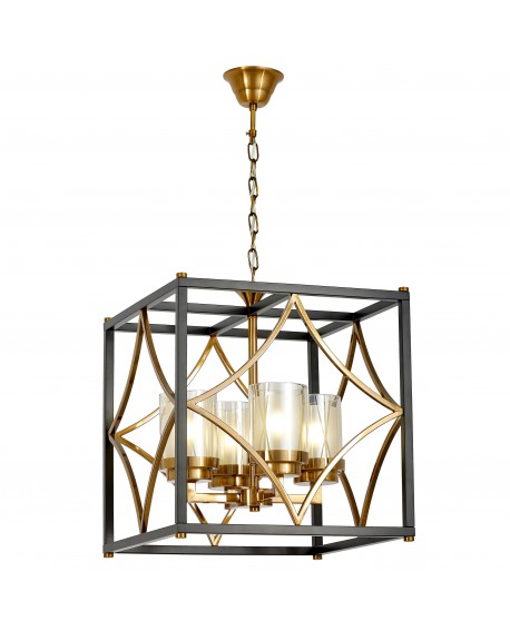 LAMPA WISZĄCA LOFT CZARNO-MOSIĘŻNA QUADRATO