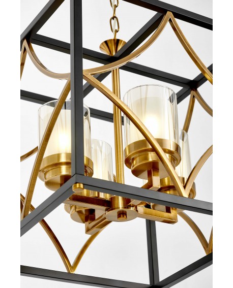 LAMPA WISZĄCA LOFT CZARNO-MOSIĘŻNA QUADRATO