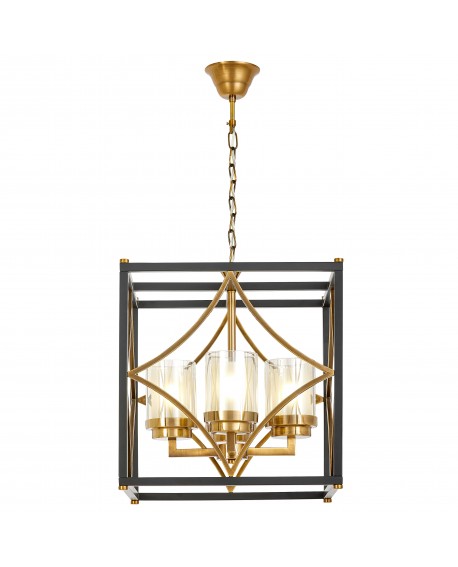 LAMPA WISZĄCA LOFT CZARNO-MOSIĘŻNA QUADRATO