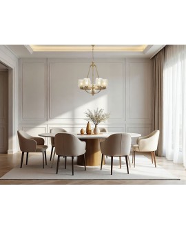 Lampa wisząca loft mosiężna Santini W7 Lumina Deco na białym tle, elegancki żyrandol w klasycznym stylu