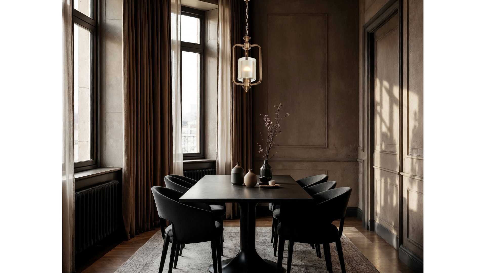  Lampa wisząca ATLANTA W1 w stylu loft, złota szczotkowana z szklanym kloszem, idealna do nowoczesnych wnętrz, dodająca ciepła