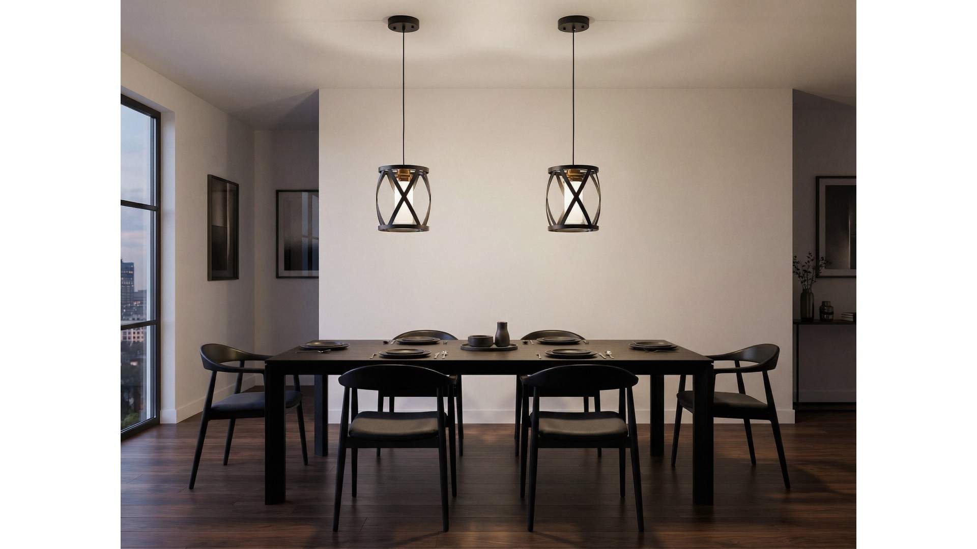 industrialna lampa sufitowa wisząca czarno złota nad stołem jadalnianym producent LuminaDeco model Astila W1 elegancki klosz