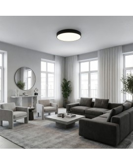 okrągła lampa sufitowa czarna w przestronnym salonie z sofą elegancki plafon ORBO D50 do nowoczesnych wnętrz Lampit