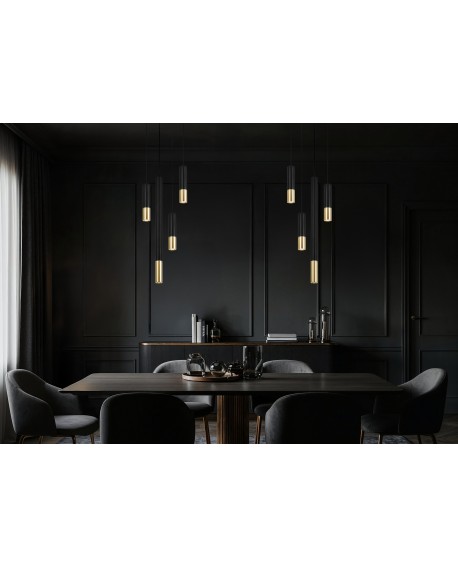 nowoczesna lampa wisząca czarno złota tuba lineo w1 lampit – pełny widok lampy