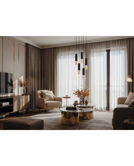 nowoczesna lampa wisząca czarno złota tuba lineo w1 lampit – pełny widok lampy