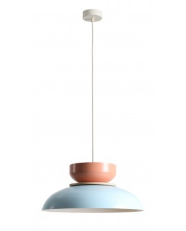 LAMPA WISZĄCA ALDO LIGHT BABY BLUE + CORAL (47+ 23+ wood)
