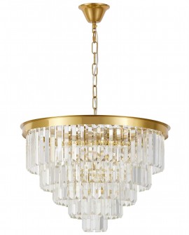NOWOCZESNY ŻYRANDOL KRYSZTAŁOWY MOSIĘŻNY CAPRIA D50