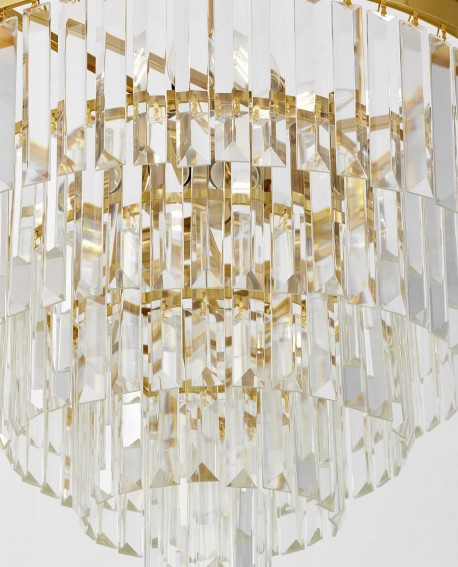 NOWOCZESNY ŻYRANDOL KRYSZTAŁOWY MOSIĘŻNY CAPRIA D50