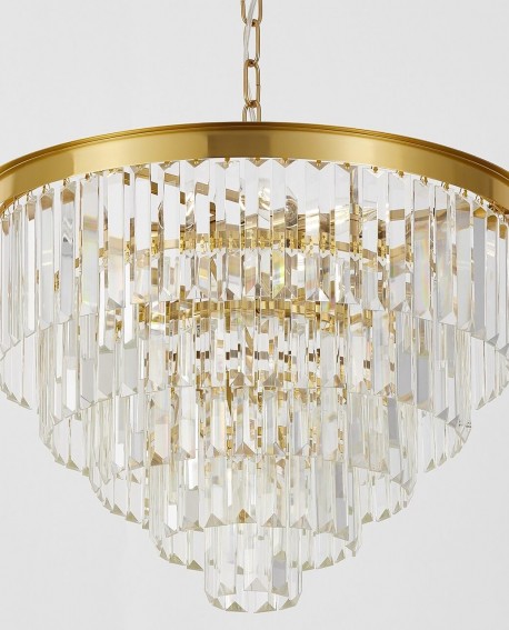 NOWOCZESNY ŻYRANDOL KRYSZTAŁOWY MOSIĘŻNY CAPRIA D50