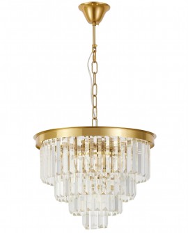 NOWOCZESNY ŻYRANDOL KRYSZTAŁOWY MOSIĘŻNY CAPRIA D40