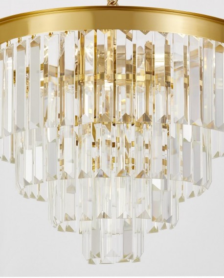 NOWOCZESNY ŻYRANDOL KRYSZTAŁOWY MOSIĘŻNY CAPRIA D40