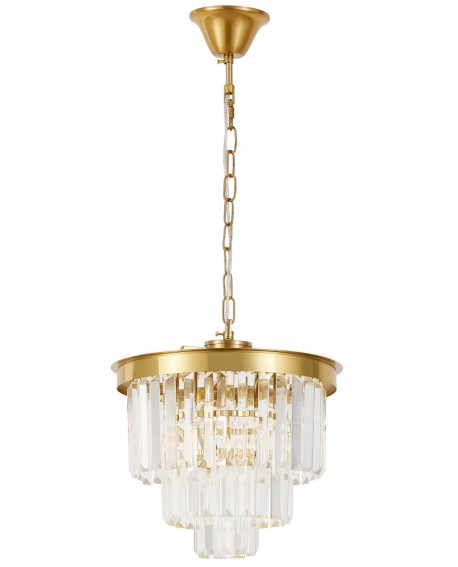 NOWOCZESNY ŻYRANDOL KRYSZTAŁOWY MOSIĘŻNY CAPRIA D30