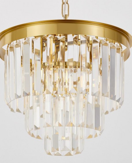 NOWOCZESNY ŻYRANDOL KRYSZTAŁOWY MOSIĘŻNY CAPRIA D30