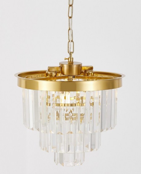 NOWOCZESNY ŻYRANDOL KRYSZTAŁOWY MOSIĘŻNY CAPRIA D30