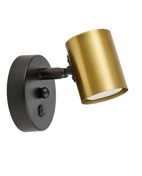 LAMPA ŚCIENNA KINKIET NOWOCZESNY CZARNO-MOSIĘŻNY DORA W1