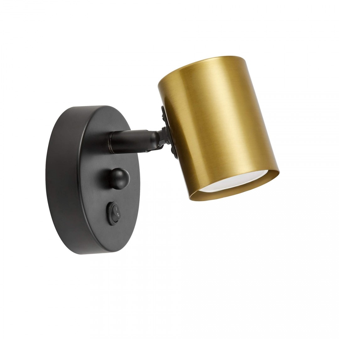 LAMPA ŚCIENNA KINKIET NOWOCZESNY CZARNO-ZŁOTY SZCZOTKOWANY DORA W1