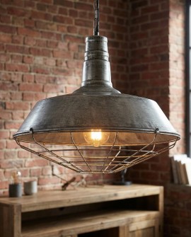 LAMPA WISZĄCA INDUSTRIALNA LOFT STARE SREBRO ARIGIO D45 LUMINA DECO