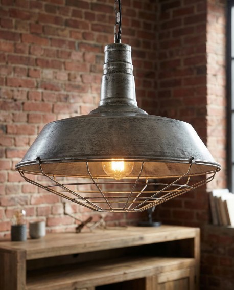 LAMPA WISZĄCA INDUSTRIALNA LOFT STARE SREBRO ARIGIO D45 LUMINA DECO