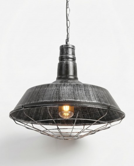 LAMPA WISZĄCA INDUSTRIALNA LOFT STARE SREBRO ARIGIO D45 LUMINA DECO