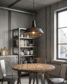 LAMPA WISZĄCA INDUSTRIALNA LOFT STARE SREBRO ARIGIO D45 LUMINA DECO