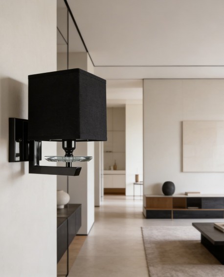 LAMPA ŚCIENNA KINKIET Z CZARNYMI ABAŻURAMI FIANELO W1 LUMINA DECO