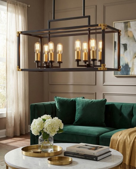 LAMPA WISZĄCA LOFT CZARNO-MOSIĘŻNA WALDORF W8 LUMINA DECO